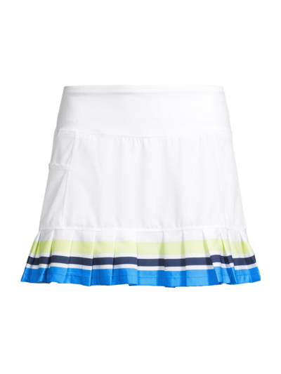 Shop Addison Bay Women's Court Pleated Drop Waist Skort In White Matchya Navy