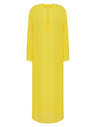 Shop Valentino Women's Georgette V-neck Maxi Dress In Yellow