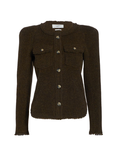 Shop Isabel Marant Étoile Women's Nelly Textured Wool-blend Military Jacket In Dark Khaki