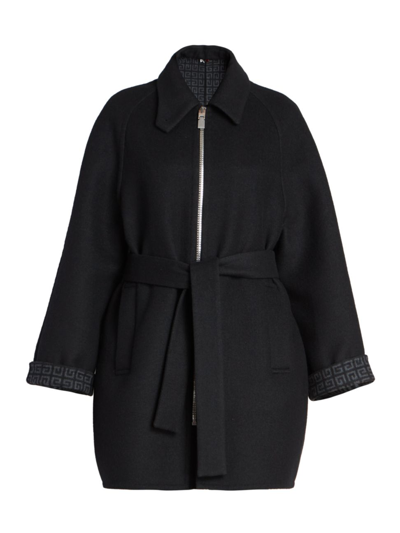 Shop Givenchy Women's Wool Double Face Coat In Black Grey