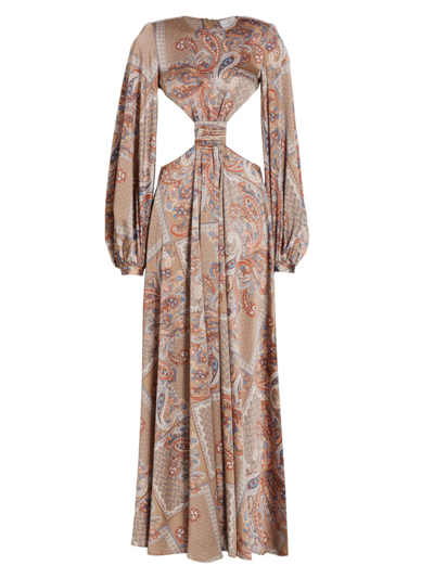 Shop Bronx And Banco Women's Noelle Paisley Cut-out Gown In Neutral
