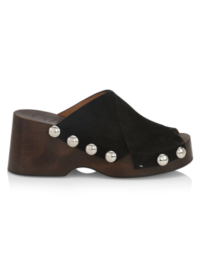 Shop Ganni Women's Retro Leather Platform Sandals In Black