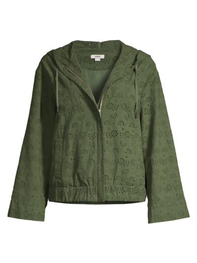Shop Jason Wu Women's Eyelet-embroidered Cotton Hooded Jacket In Guacamole