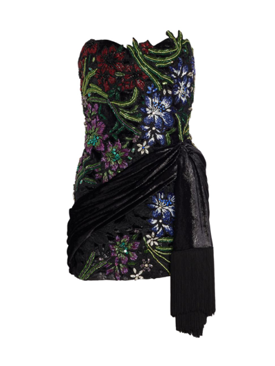 Shop Raisavanessa Women's Floral Embellished Minidress In Black