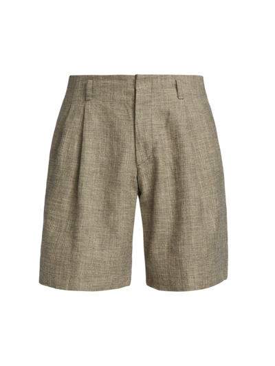 Shop John Elliott Men's Pleated Linen-blend Shorts In Grey