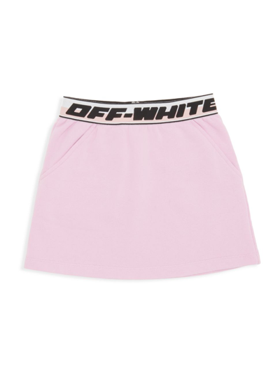 Shop Off-white Little Girl's & Girl's Logo Band Sweat Skirt In Pink Black