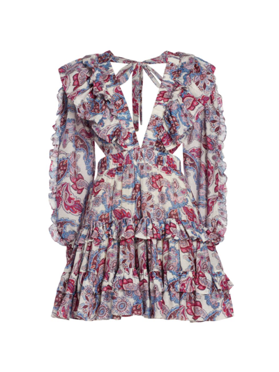 Magali Pascal Goldie Ruffle Minidress In Pristine Paisley | ModeSens