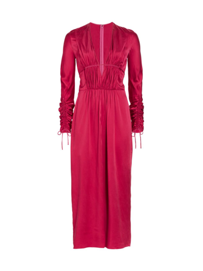 Shop Alejandra Alonso Rojas Women's Silk Satin Midi-dress In Raspberry