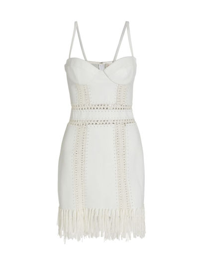 Shop Alejandra Alonso Rojas Women's Leather & Silk Crochet Mini Dress In White