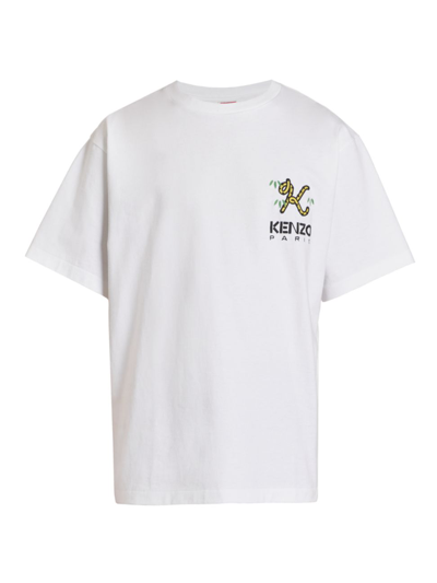 Shop Kenzo Men's Logo Crest Cotton T-shirt In White