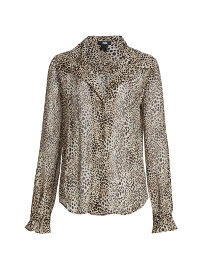 Shop Paige Women's Ellyn Printed Silk Shirt In Taupe Multi
