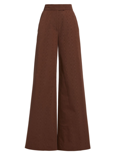 Shop Staud Women's Oak High-rise Wide-leg Pants In Chocolate
