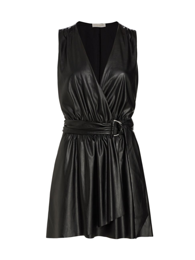 Shop Ramy Brook Women's Lily Faux-leather Wrap Dress In Black