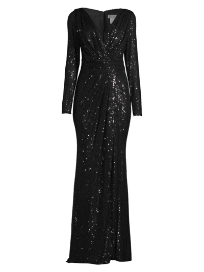 Shop Mac Duggal Women's Sequined Evening Gown In Black