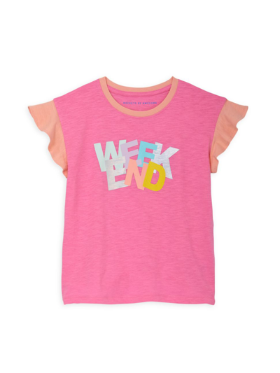 Shop Rockets Of Awesome Little Girl's & Girl's Weekend Flutter Crewneck T-shirt In Cotton Candy