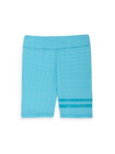 Shop Rockets Of Awesome Little Girl's & Girl's Gingham Bike Shorts In Scuba Blue