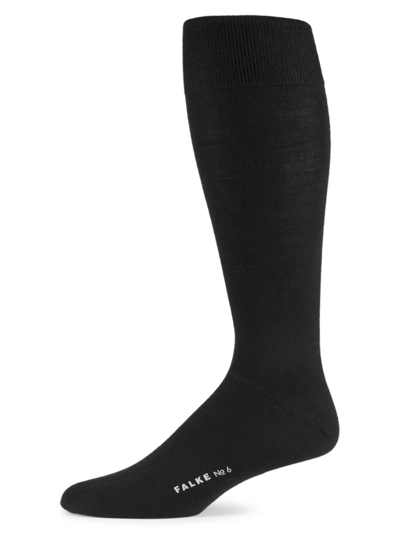 Shop Falke Men's Solid Wool-blend Dress Socks In Black