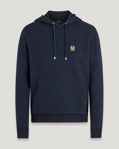 Belstaff Hooded Cotton Fleece Sweatshirt In Dark Ink