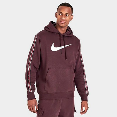 Nike Men's Sportswear Repeat Pullover Fleece Hoodie In Burgundy Crush/white  | ModeSens
