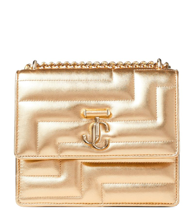Shop Jimmy Choo Leather Avenue Avenue Shoulder Bag In Gold