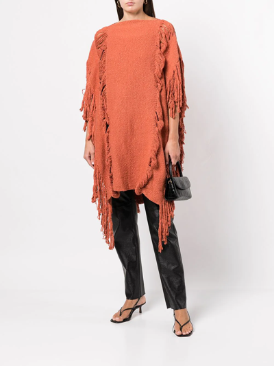 Voz Fringe-detail Long Top In Orange