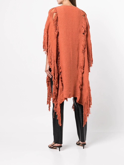 Voz Fringe-detail Long Top In Orange