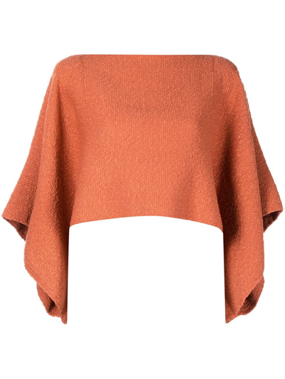 Shop Voz Flared-sleeves Crop Top In Orange