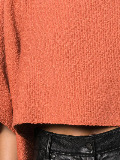 Shop Voz Flared-sleeves Crop Top In Orange