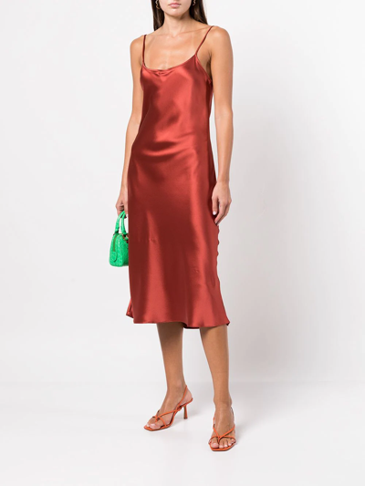 Voz Sleeveless Silk Midi Dress In Orange