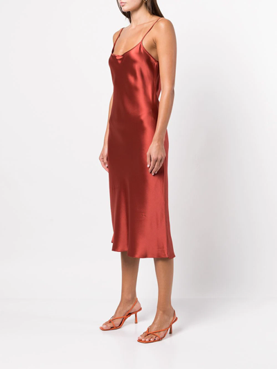 Voz Sleeveless Silk Midi Dress In Orange