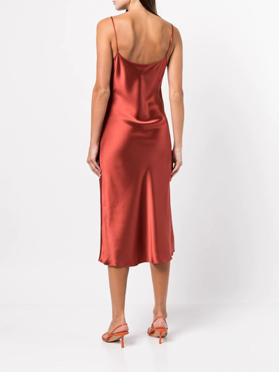 Voz Sleeveless Silk Midi Dress In Orange