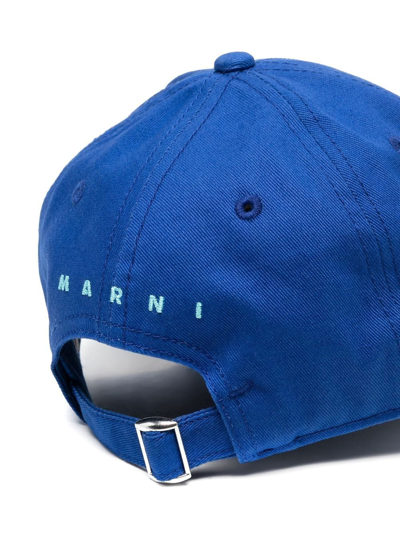 Shop Marni Embroidered-logo Baseball Cap In Blue