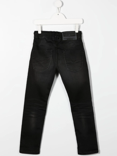 Shop Diesel Krooley Drawstring Slim-fit Jeans In K02 Black