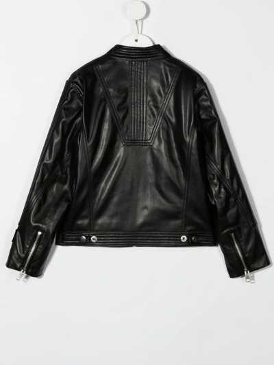 Shop Diesel Leather-effect Bomber Jacket In Black