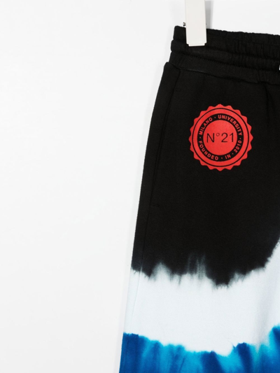 Shop N°21 Tie-dye Print Logo Track Pants In Black