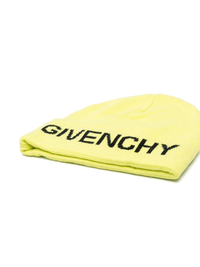 Shop Givenchy Logo-print Beanie In Yellow