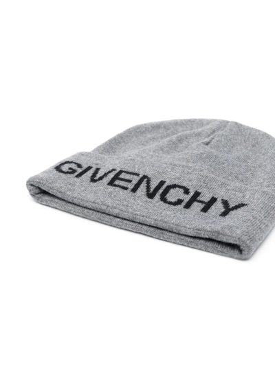 Shop Givenchy Logo-print Beanie In Grey
