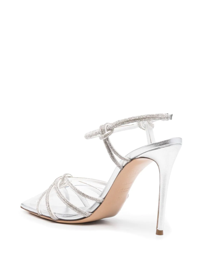 Shop Casadei Knot-detail 120mm Sandals In Silver