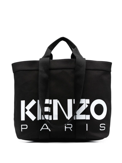 Shop Kenzo Logo-print Canvas Tote Bag In Black