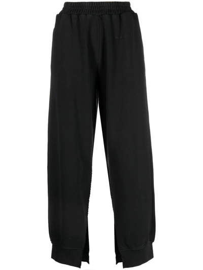 Mm6 Maison Margiela Split-cuff Cotton Track Pants In Black