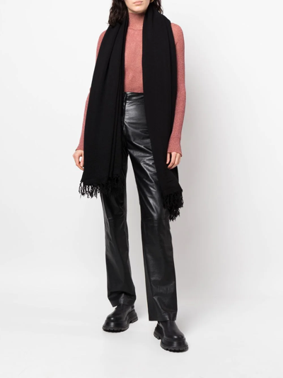 Shop Rick Owens Tassel-edge Cashmere Scarf In Black