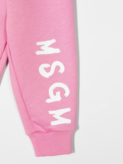 Shop Msgm Logo-print Slip-on Track Pants In Pink