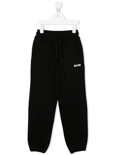 Msgm Logo-print Drawstring Track Pants In Black