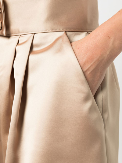 Styland High-waisted Satin-finish Shorts In Gold