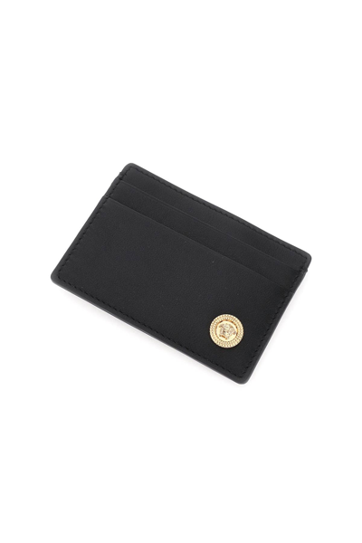 Shop Versace Leather Medusa Cardholder In Black