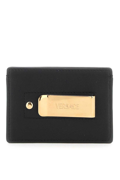 Shop Versace Leather Medusa Cardholder In Black