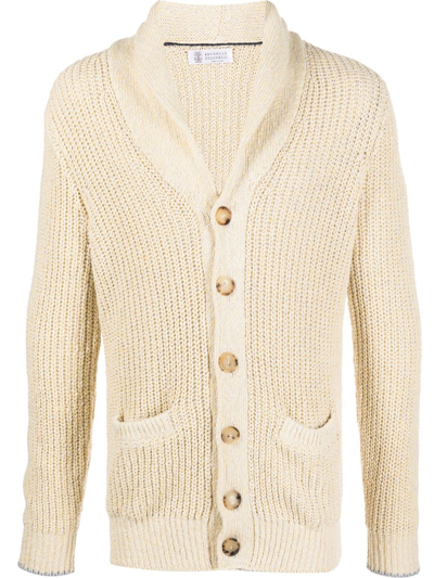 Shop Brunello Cucinelli Men's Beige Cotton Cardigan