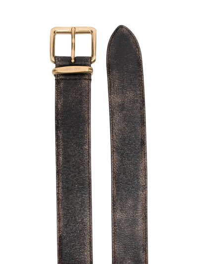 Miu Miu Distressed Leather Belt In Nero