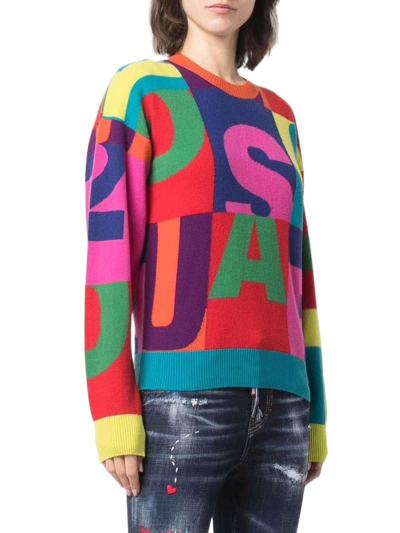 Dsquared2 Knitwear With Crew Neck And Graphic Pattern In Red