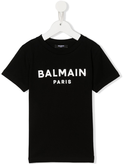 Shop Balmain Boys Black Cotton T-shirt